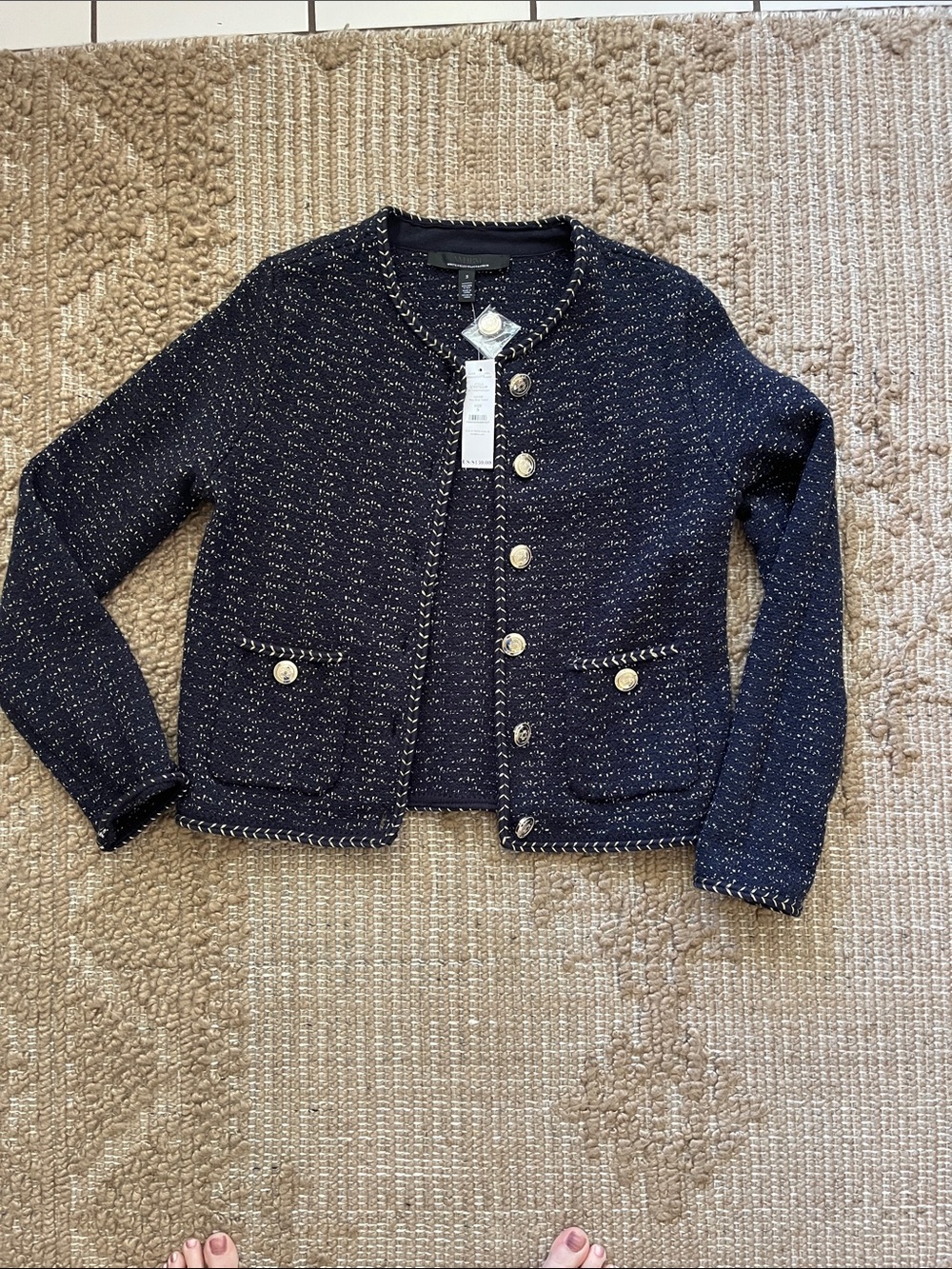 White House Black Market Navy Jacket. Brand new with tags. Small